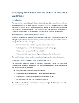 Simplifying Recruitment and Job Search in India with WorkIndia.in