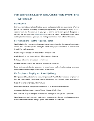 Fast Job Posting, Search Jobs, Online Recruitment Portal — WorkIndia.in