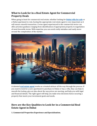 What to Look for in a Real Estate Agent for Commercial Property Deals