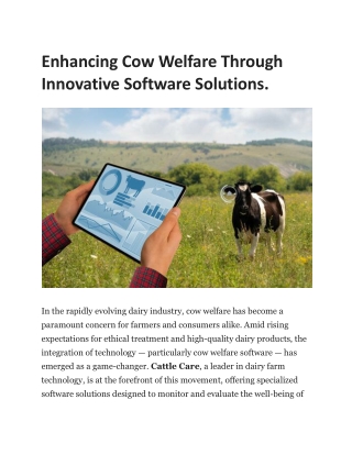 Enhancing Cow Welfare Through Innovative Software Solutions