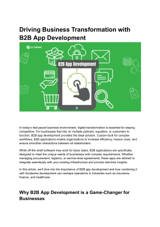 Driving Business Transformation with B2B App Development