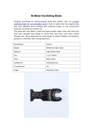 bi-metal oscillating blade