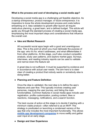 What is the process and cost of developing a social media app