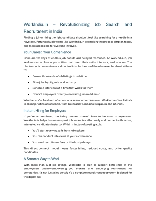 WorkIndia.in – Revolutionizing Job Search and Recruitment in India