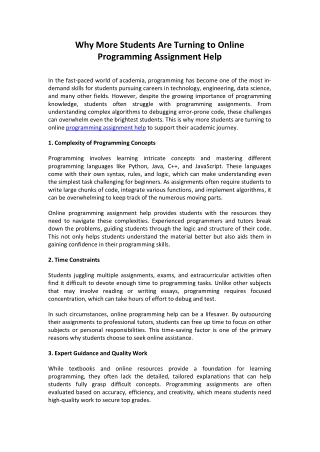 Why More Students Are Turning to Online Programming Assignment Help