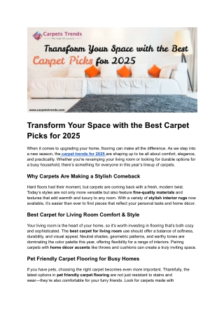 Transform Your Space with the Best Carpet Picks for 2025