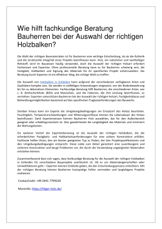 Fachberatung: Holzbalken richtig auswählen als Bauherr