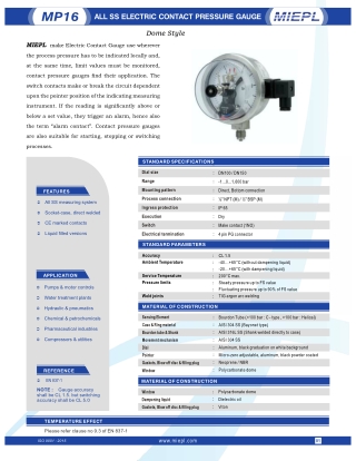 All Ss Electric Contact Pressure Gauge - Dome Style