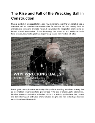 The Rise and Fall of the Wrecking Ball in Construction