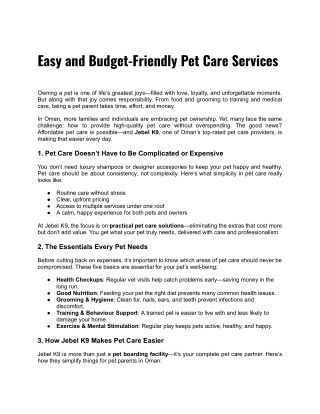 Easy and Budget-Friendly Pet Care Services