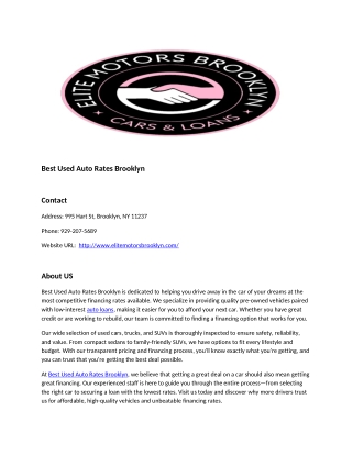 Best Used Auto Rates Brooklyn