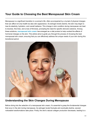 Your Guide to Choosing the Best Menopausal Skin Cream