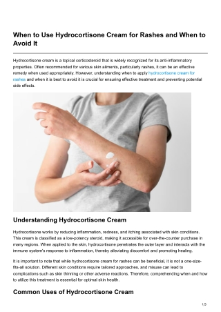 When to Use Hydrocortisone Cream for Rashes and When to Avoid It