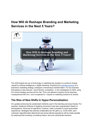 How Will AI Reshape Branding and Marketing Services in the Next 5 Years