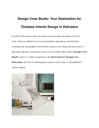 Design Crew Studio_ Your Destination for Timeless Interior Design in Dehradun