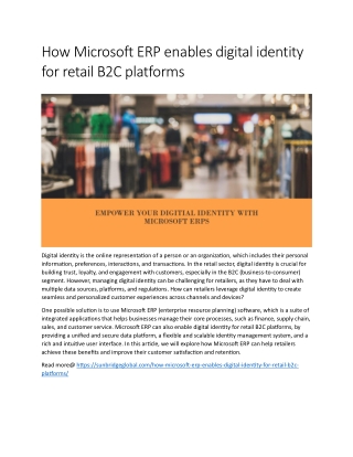 How Microsoft ERP enables digital identity for retail B2C platforms