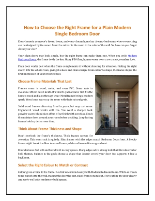 How to Choose the Right Frame for a Plain Single Modern Bedroom Door?