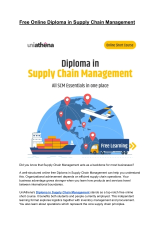 Free Online Diploma in Supply Chain Management