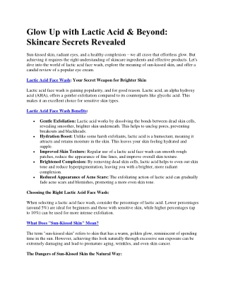 Glow Up with Lactic Acid & Beyond