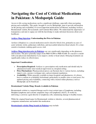 Navigating the Cost of Critical Medications in Pakistan