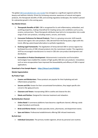 CBD Skin Care Product Market