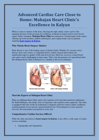 Advanced Heart Surgery in Kalyan at Mahajan Heart Clinic