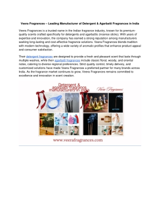 Veera Fragrances – Manufacturer of Detergent & Agarbatti Fragrances in India