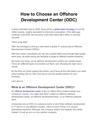 How to Choose an Offshore Development Center (ODC)