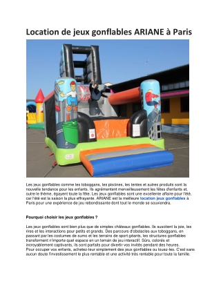Location de jeux gonflables ARIANE à Paris