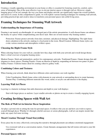 Framing Techniques for Stunning Wall Artwork