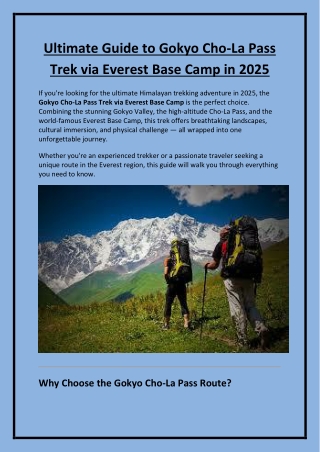 Ultimate Guide to Gokyo Cho-La Pass Trek via Everest Base Camp in 2025