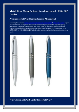 Metal Pens Manufacturer in Ahmedabad