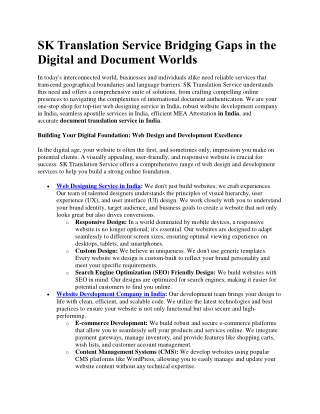 SK Translation Service Bridging Gaps in the Digital and Document Worlds