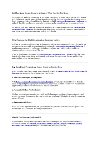 Construction company Malaysia