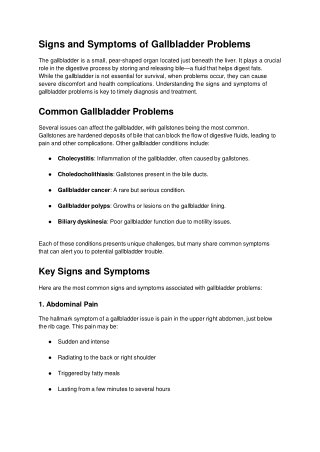 Signs and Symptoms of Gallbladder Problems