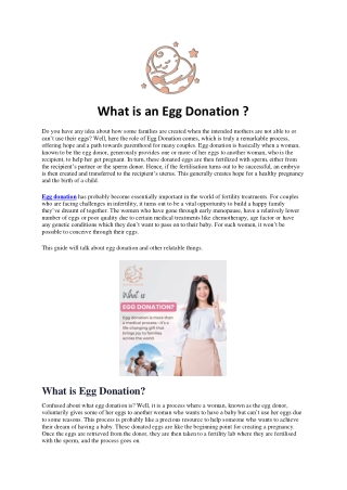 What is an Egg Donation?