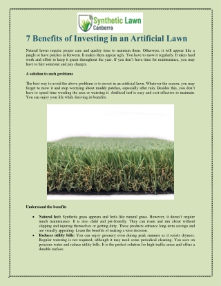 7 Benefits of Investing in an Artificial Lawn