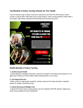 Top Benefits of Indoor Cycling Classes for Your Health