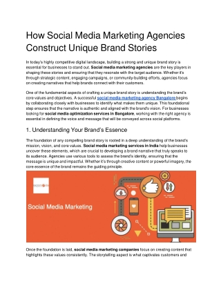 How Social Media Marketing Agencies Construct Unique Brand Stories