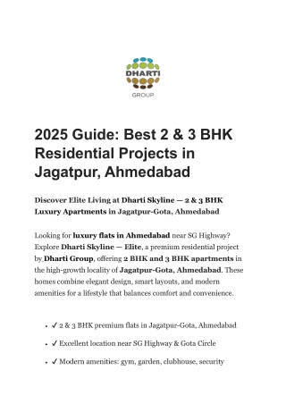 Best 2 & 3 BHK Residential Projects in Jagatpur, Ahmedabad