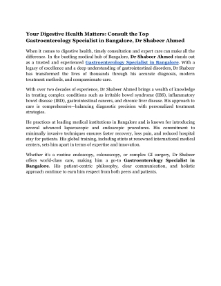 Your Digestive Health Matters_ Consult the Top Gastroenterology Specialist in Bangalore, Dr Shabeer Ahmed