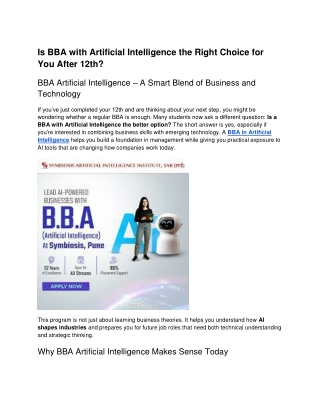 Is BBA with Artificial Intelligence the Right Choice for You After 12th