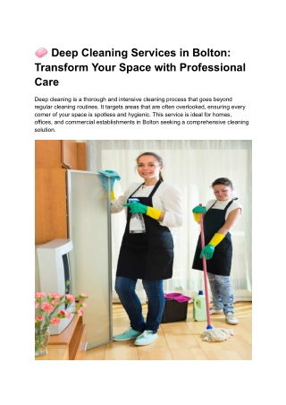 Deep Cleaning Services in Bolton_ Transform Your Space with Professional Care