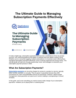 The Ultimate Guide to Managing Subscription Payments Effectively