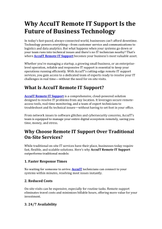 Why AccuIT Remote IT Support Is the Future of Busi