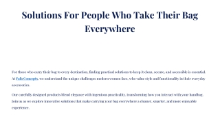 Solutions For People Who Take Their Bag