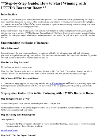 Step-by-Step Guide How to Start Winning with U777D’s Baccarat Room