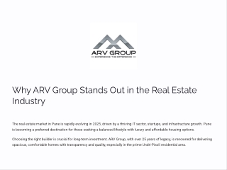 Why ARV Group Stands Out in the Real Estate Industry
