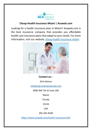 cheap health insurance miami