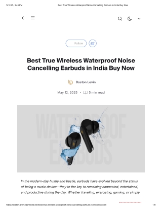 Best True Wireless Waterproof Noise Cancelling Earbuds in India Buy Now